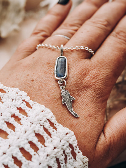 "The sea helps me get back to me" Blue Kyanite Whale Shark Necklace - Kowhai and Sage