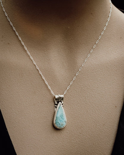 "The sea helps me get back to me" Larimar Necklace - Kowhai and Sage