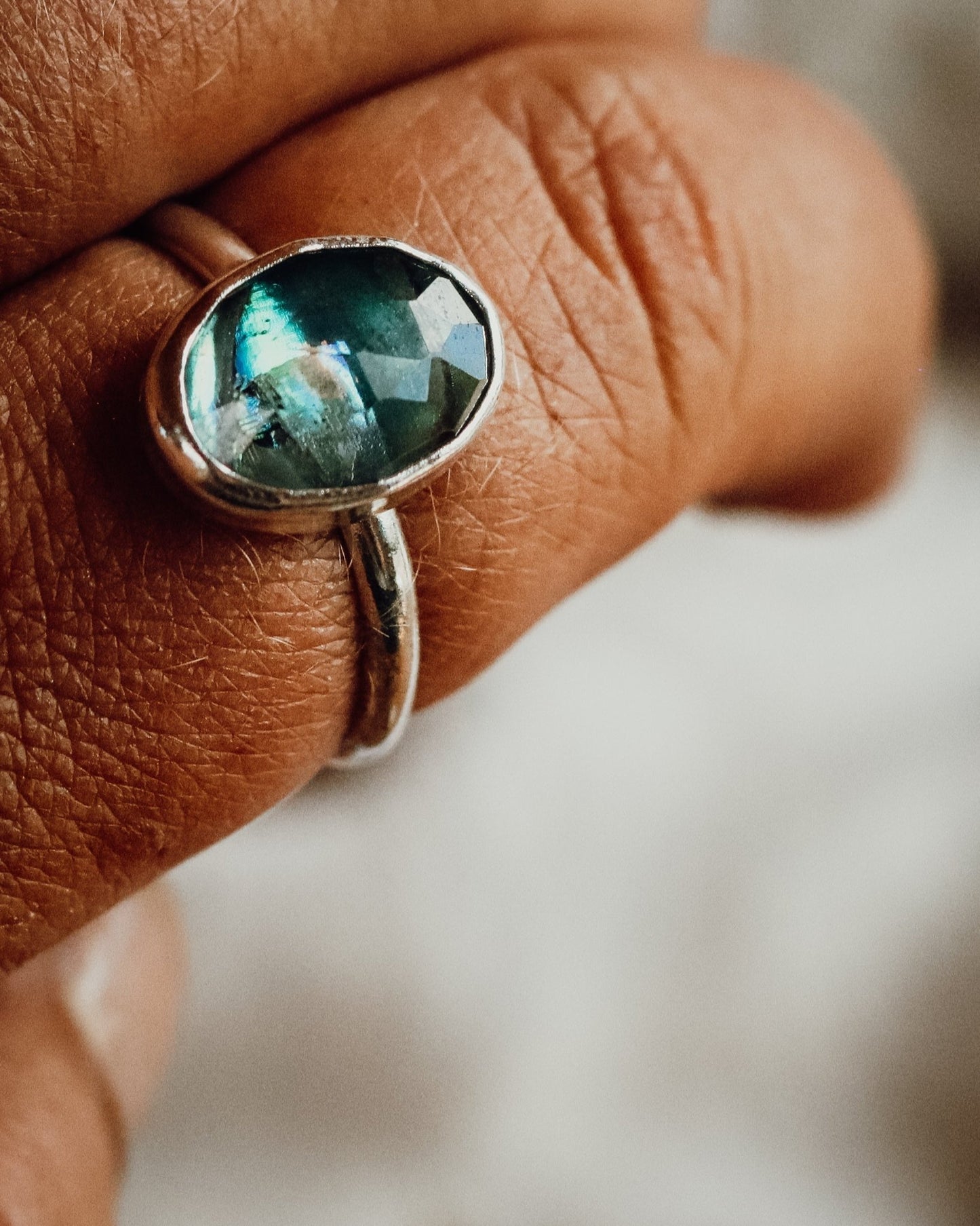 "The Sea Helps Me Get Back To Me" Paua Ocean Ring - Kowhai and Sage