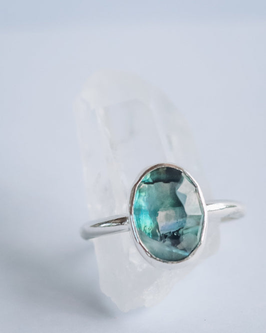 "The Sea Helps Me Get Back To Me" Paua Ocean Ring - Kowhai and Sage