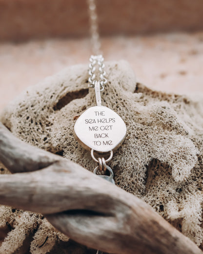 "The sea helps me get back to me" Paua Whale Shark Necklace - Kowhai and Sage