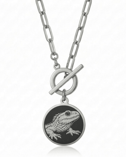 Tuatara Necklace - Kowhai and Sage
