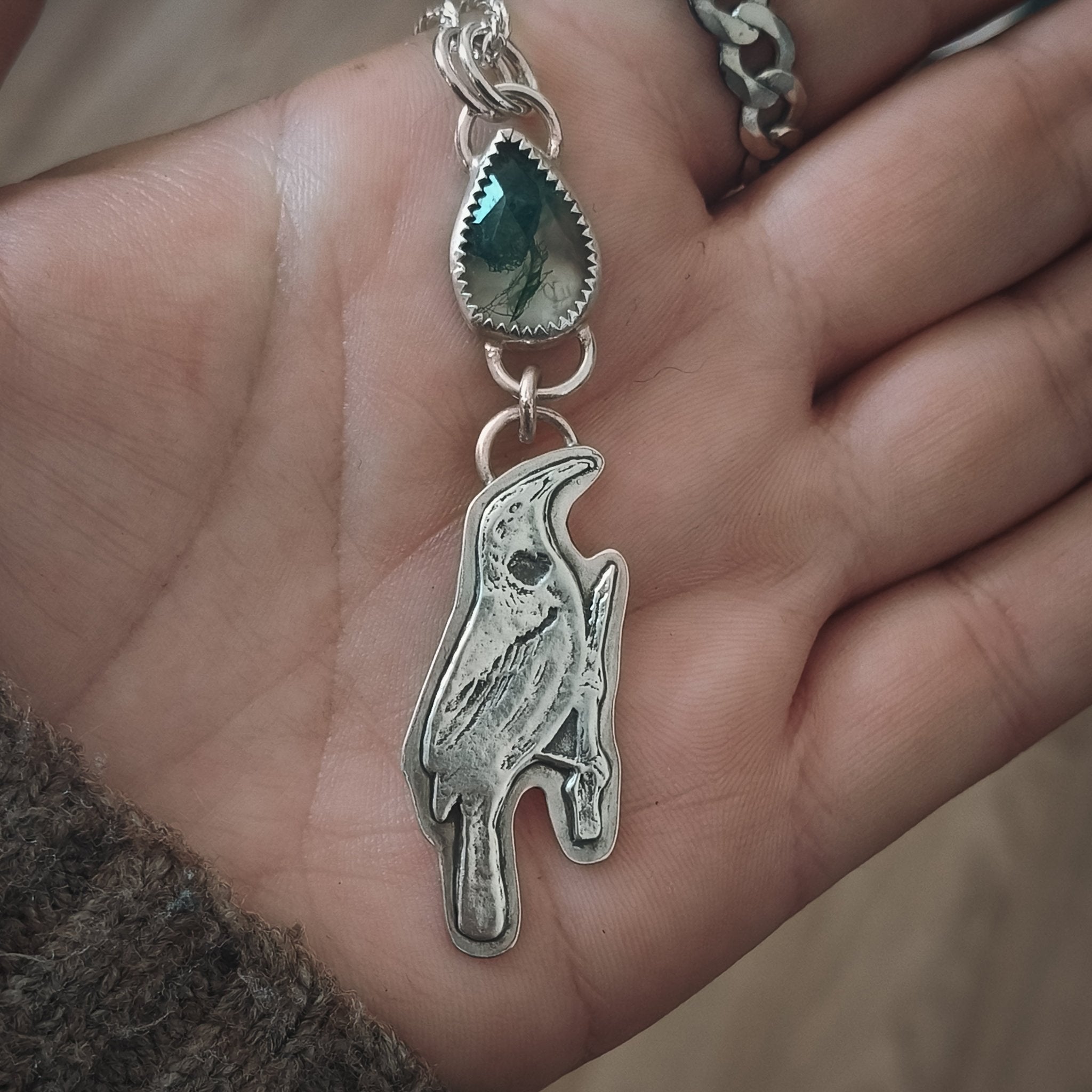 Tui Moss Agate Necklace - Kowhai and Sage