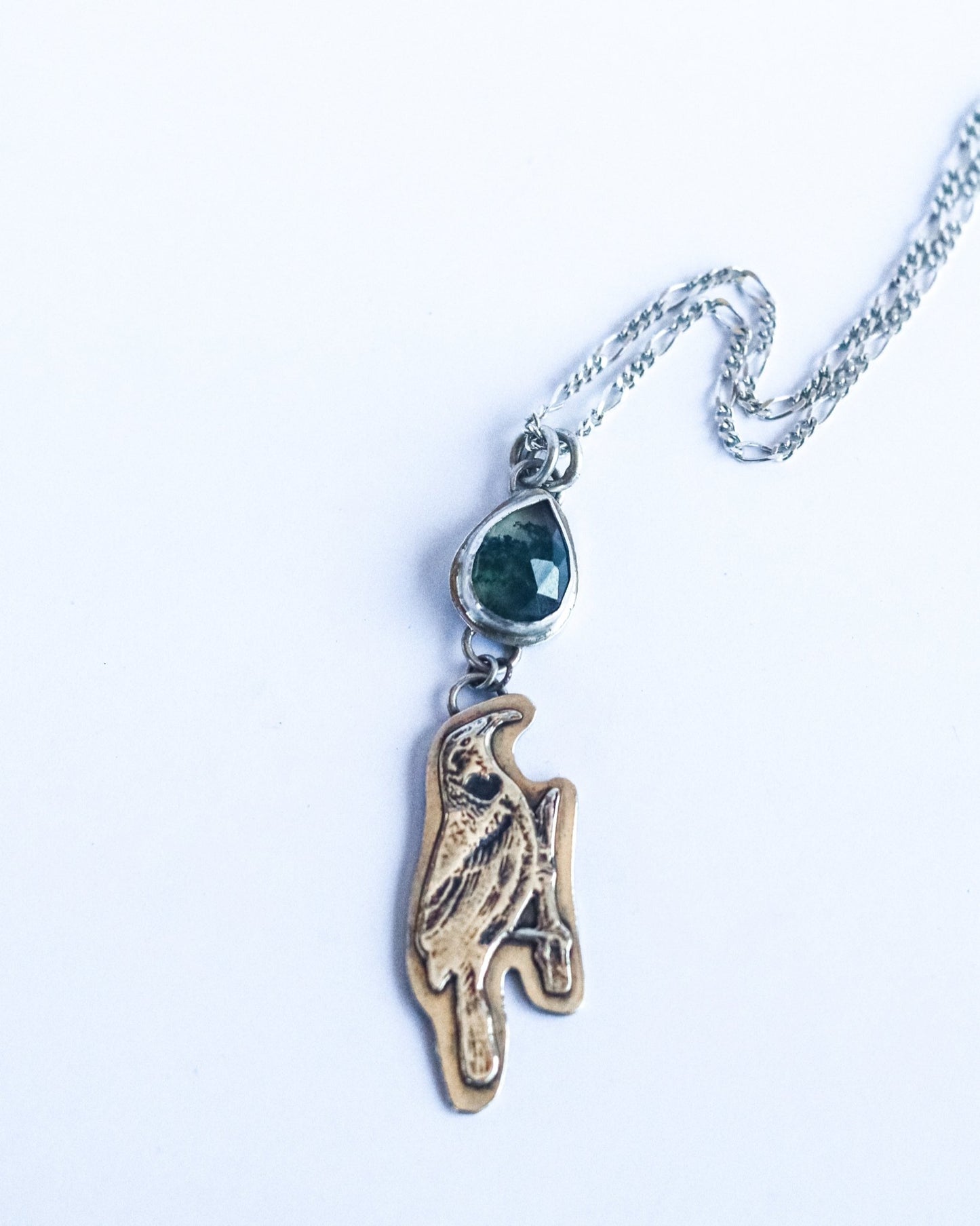 Tui Moss Agate Necklace - Kowhai and Sage