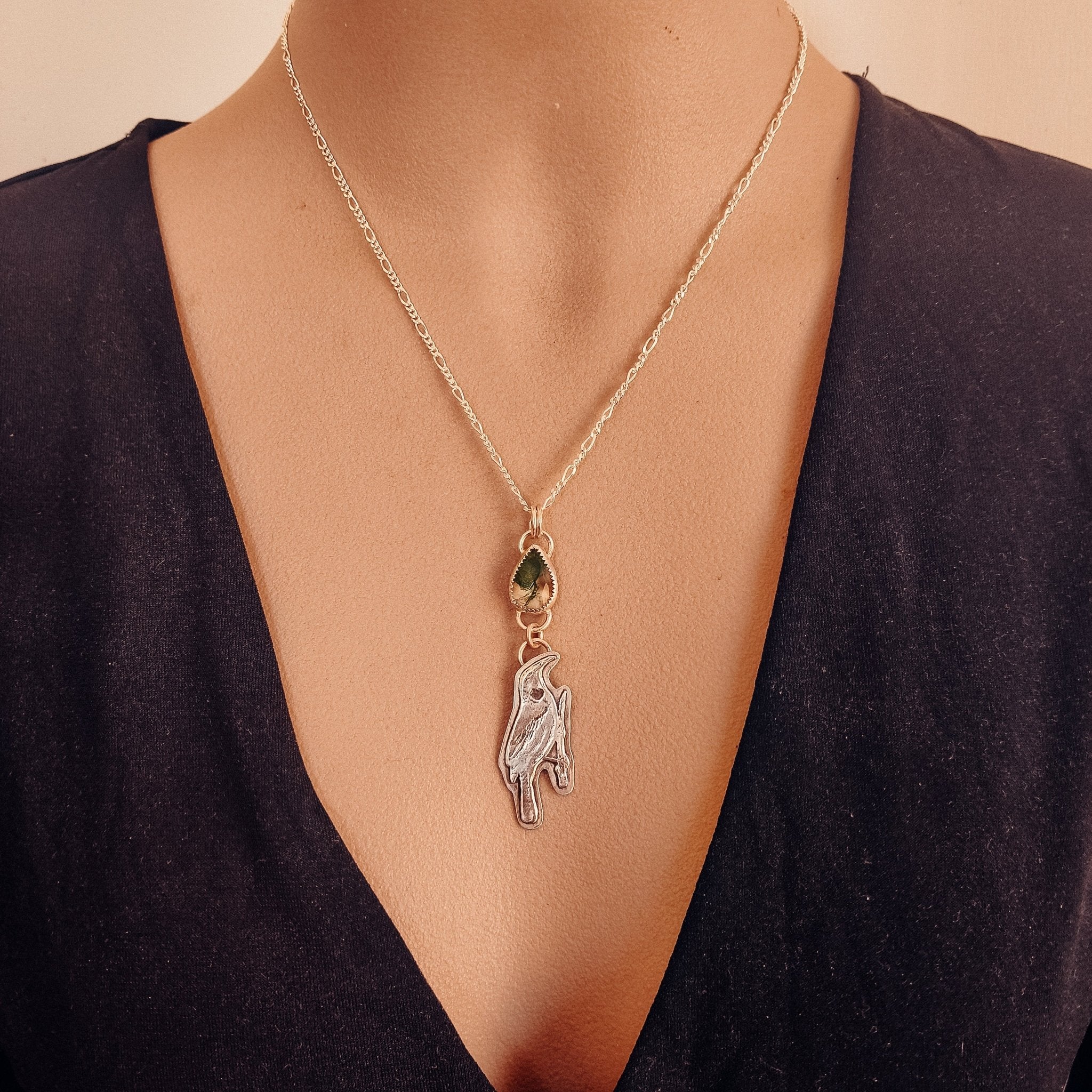 Tui Moss Agate Necklace - Kowhai and Sage