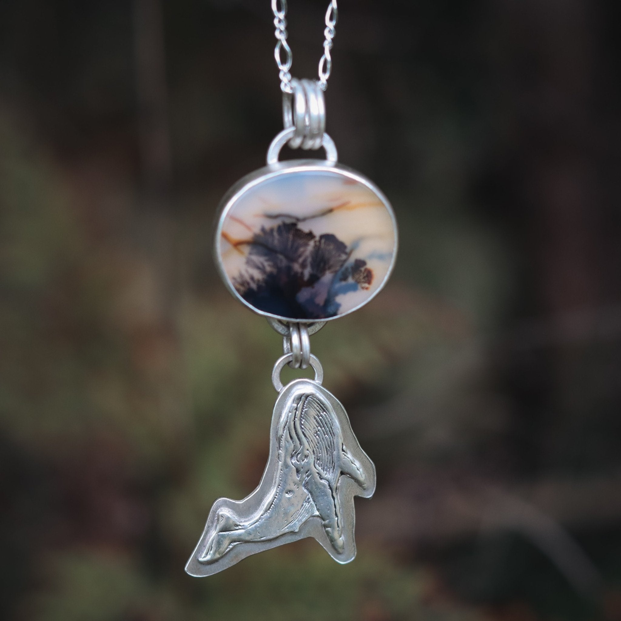 Whale Dendritic Agate Necklace - Kowhai and Sage