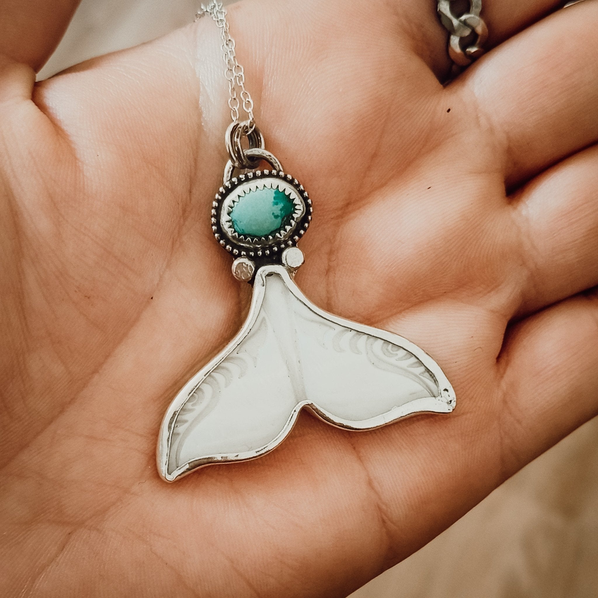 Whale Tail Turquoise Necklace - Kowhai and Sage
