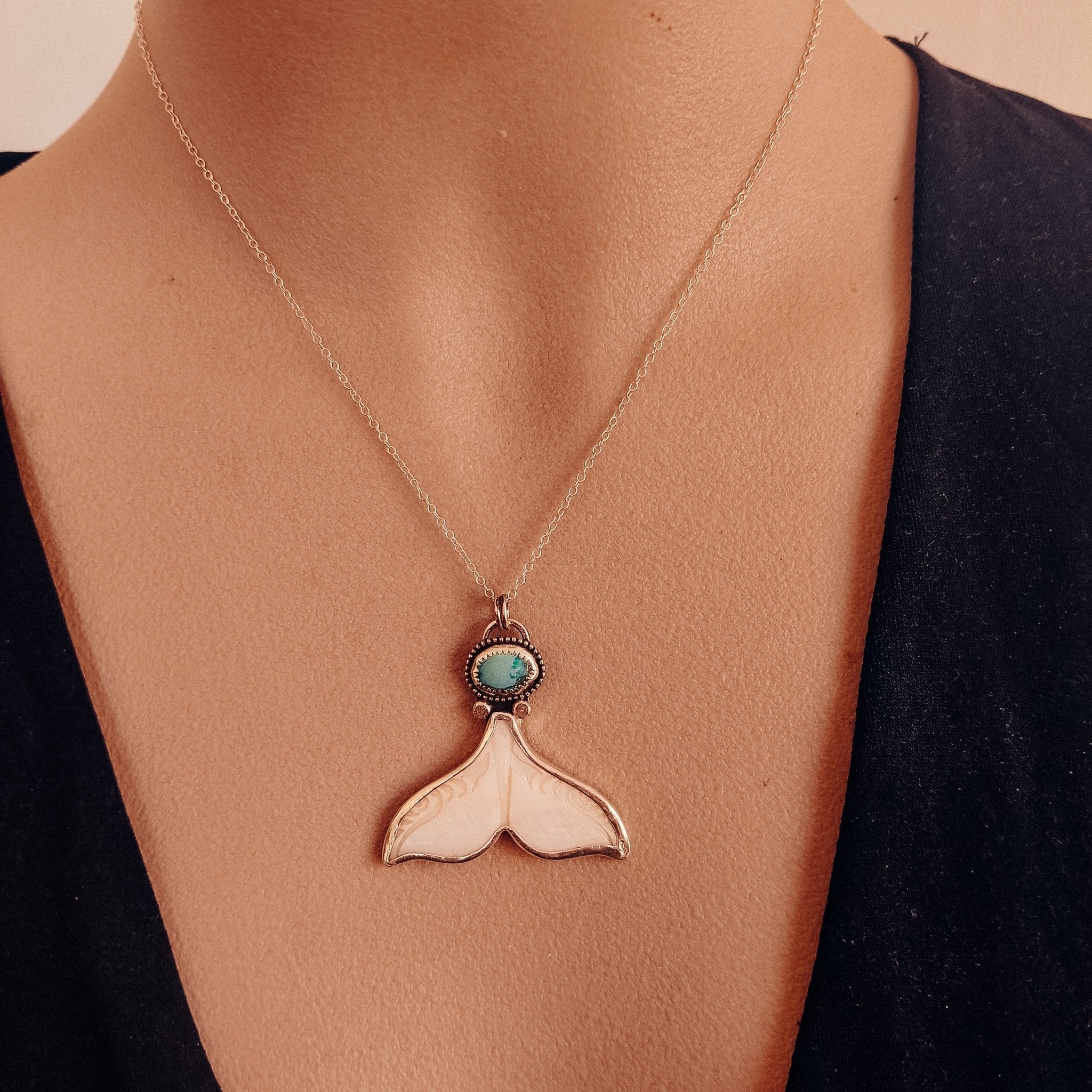Whale Tail Turquoise Necklace - Kowhai and Sage