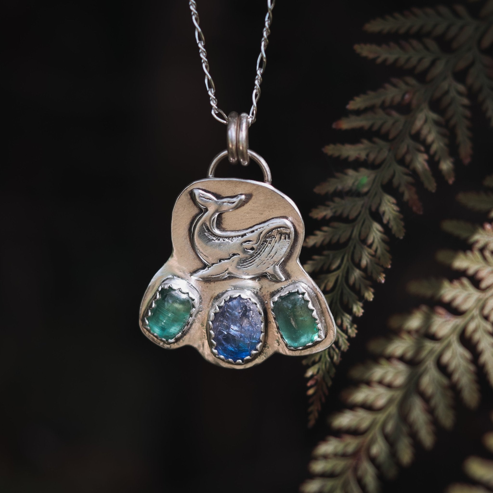 Whale Tanzanite and Kyanite Necklace - Kowhai and Sage