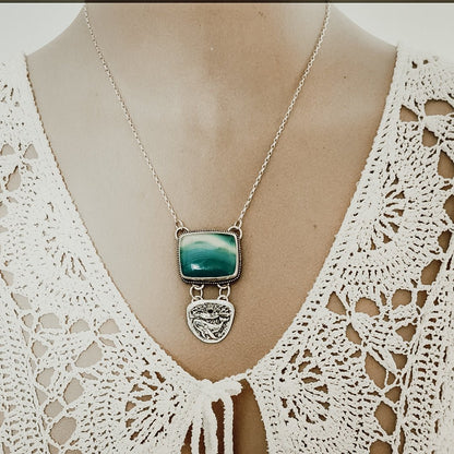 Whale With Green Agate Necklace - Kowhai and Sage