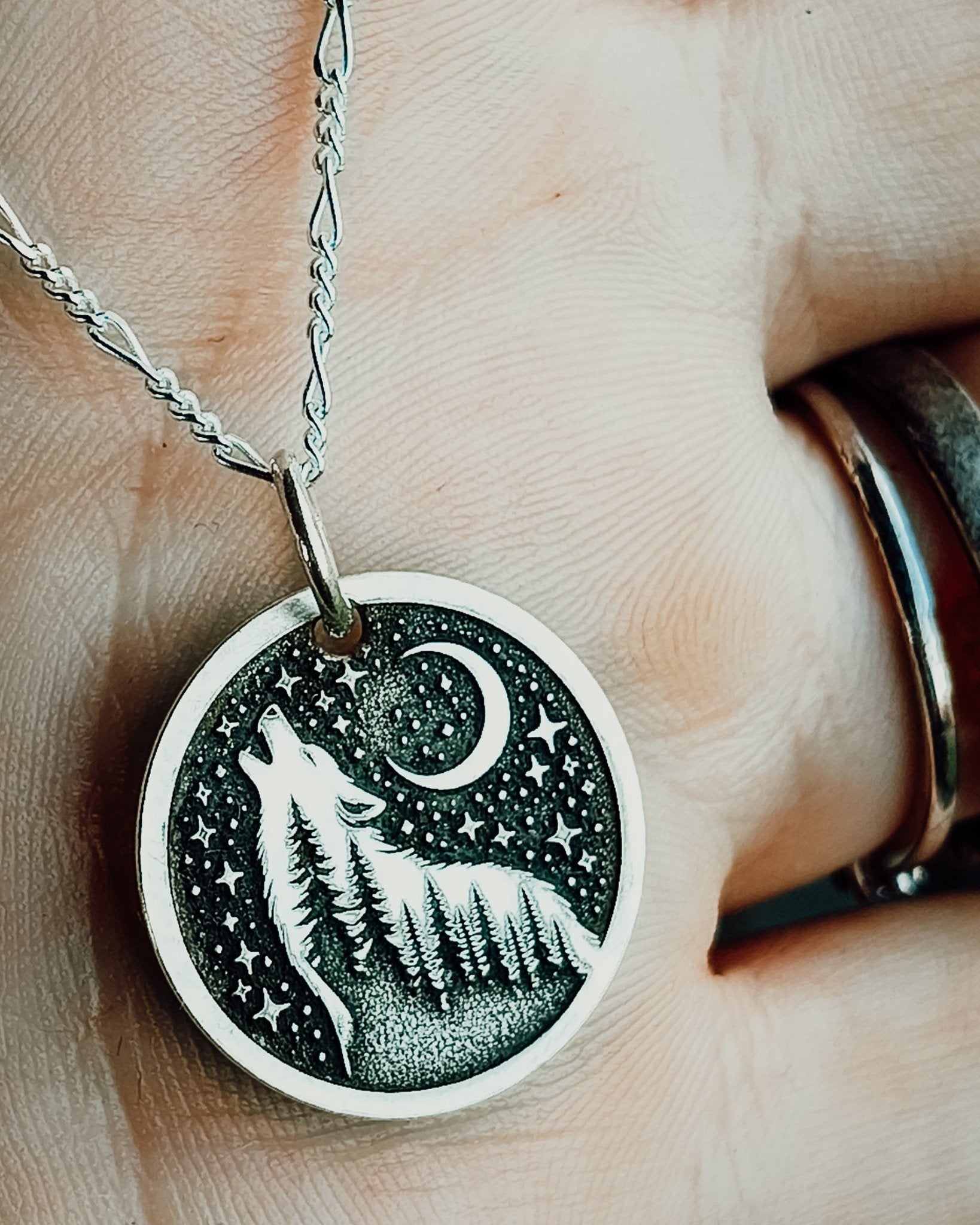 Wild At Heart Wolf Necklace - Kowhai and Sage