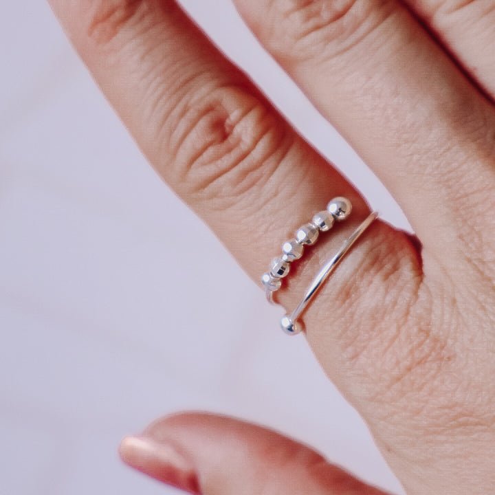 Adjustable Sterling Silver Fidget Ring - Kowhai and Sage