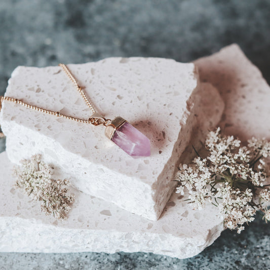 Amethyst Mini Point Gold Necklace - Kowhai and Sage