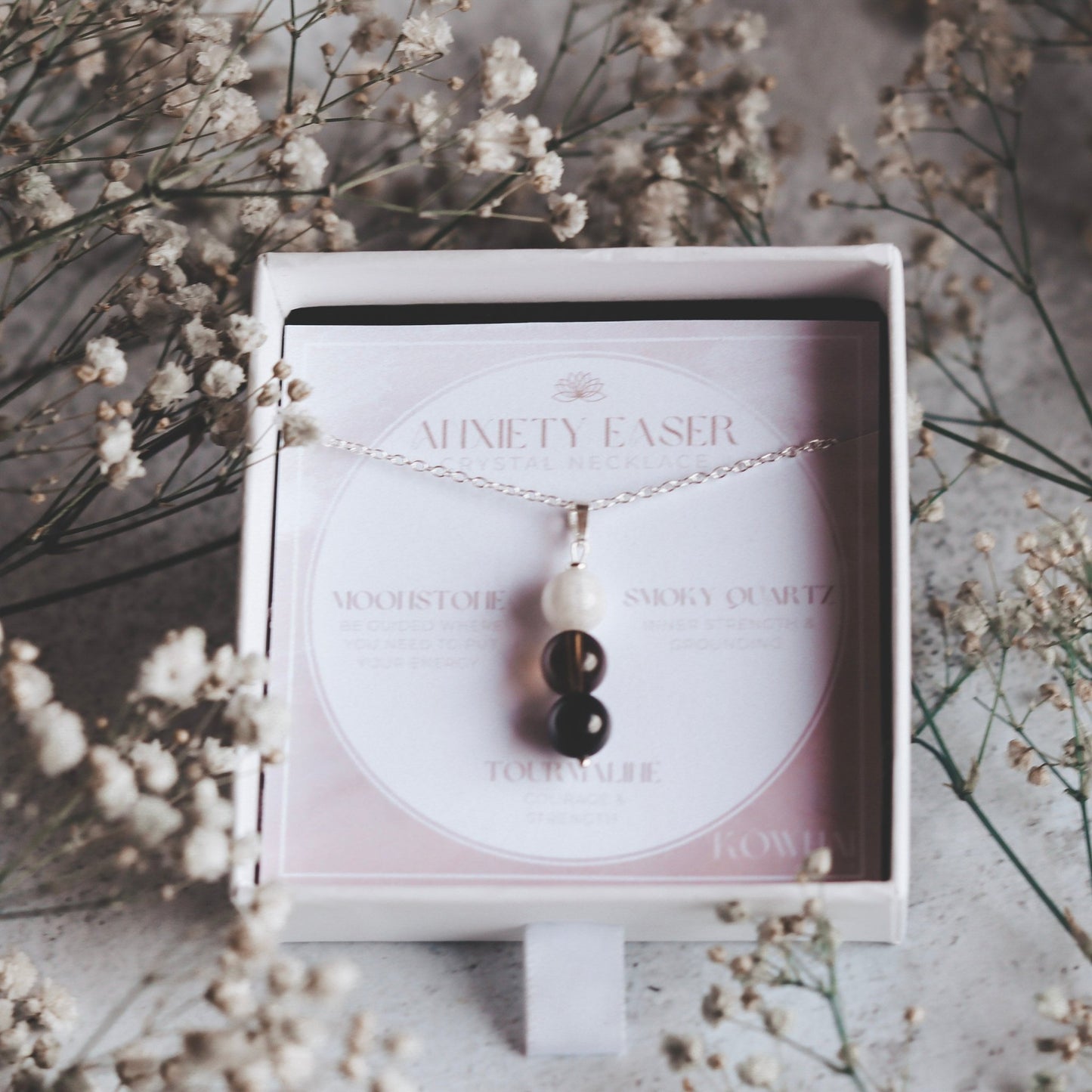 Anxiety Easer Intention Necklace - Kowhai and Sage