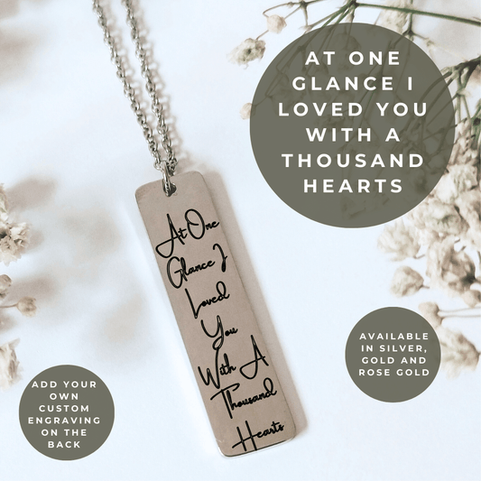 At One Glance I Loved You With A Thousand Hearts Quote Necklace - Kowhai and Sage