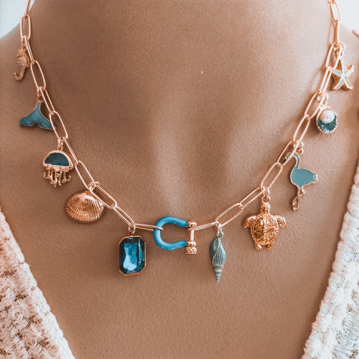 Blue Mermaid Charm Necklace - Kowhai and Sage
