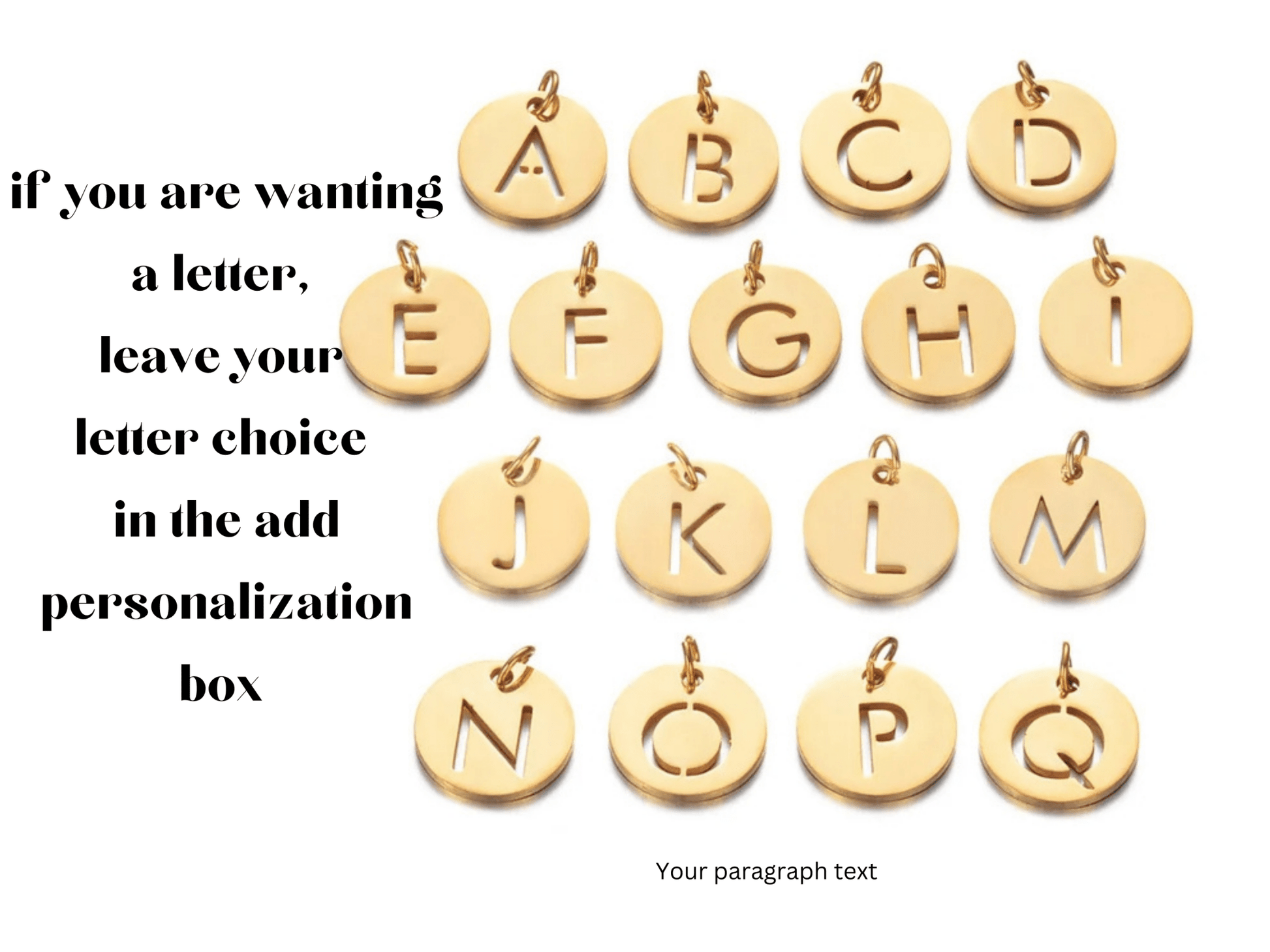 Your Choice! Gold Letter Charms, wine charms, charms for jewery making –  Swoon & Shimmer