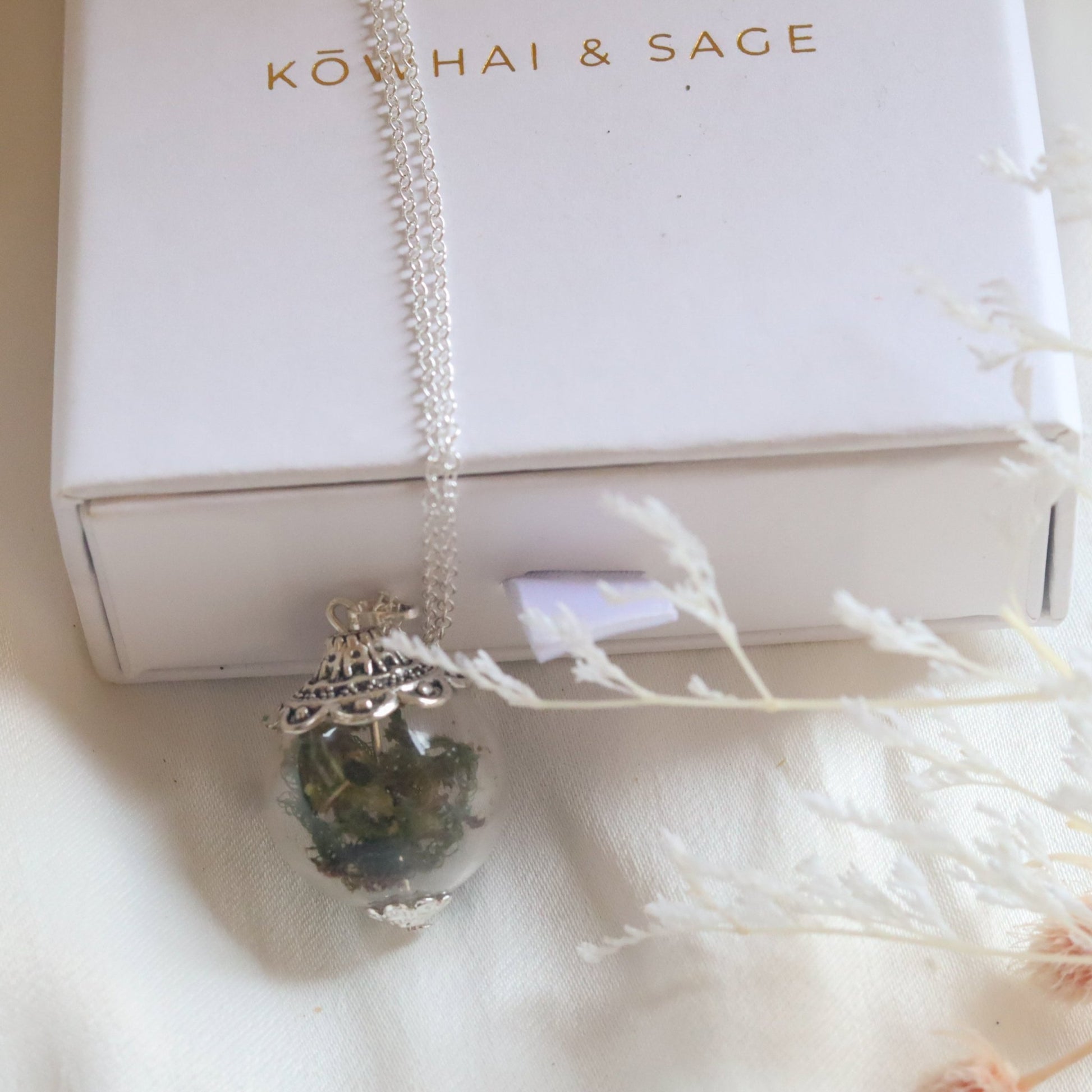 Dried Botanical Necklace - Kowhai and Sage