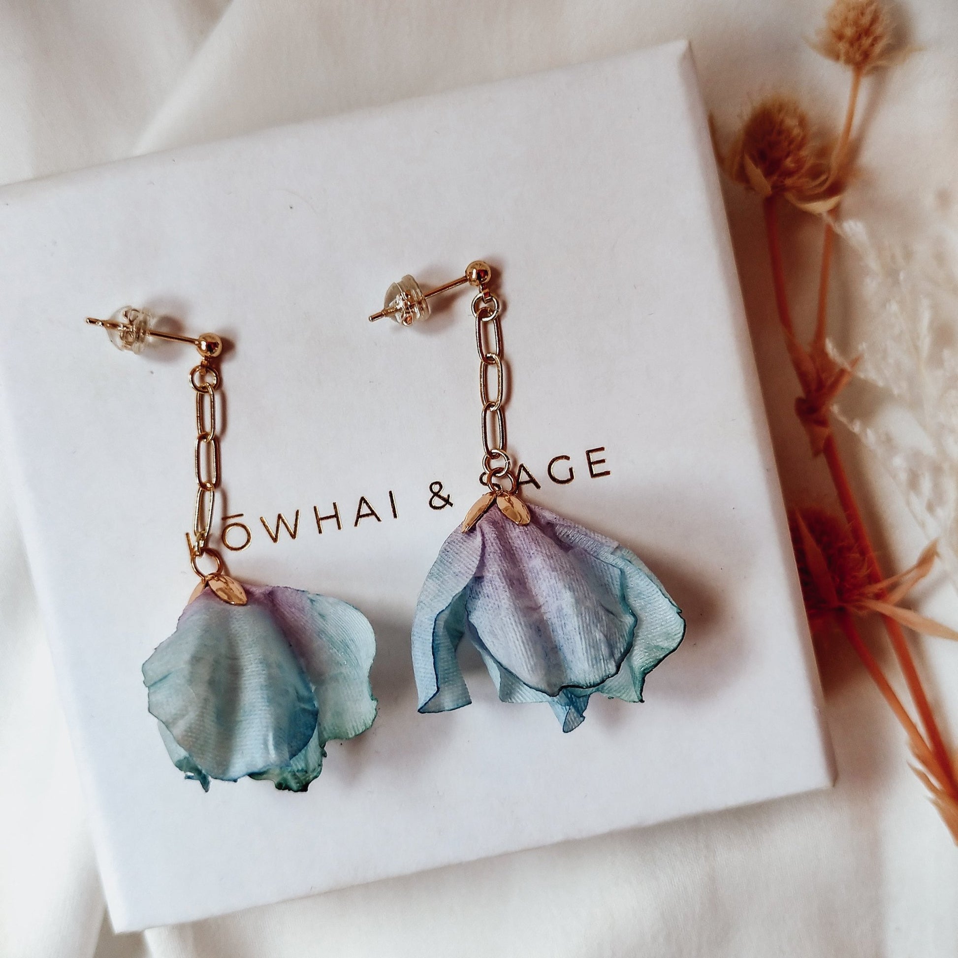 Floral Earrings - Kowhai and Sage