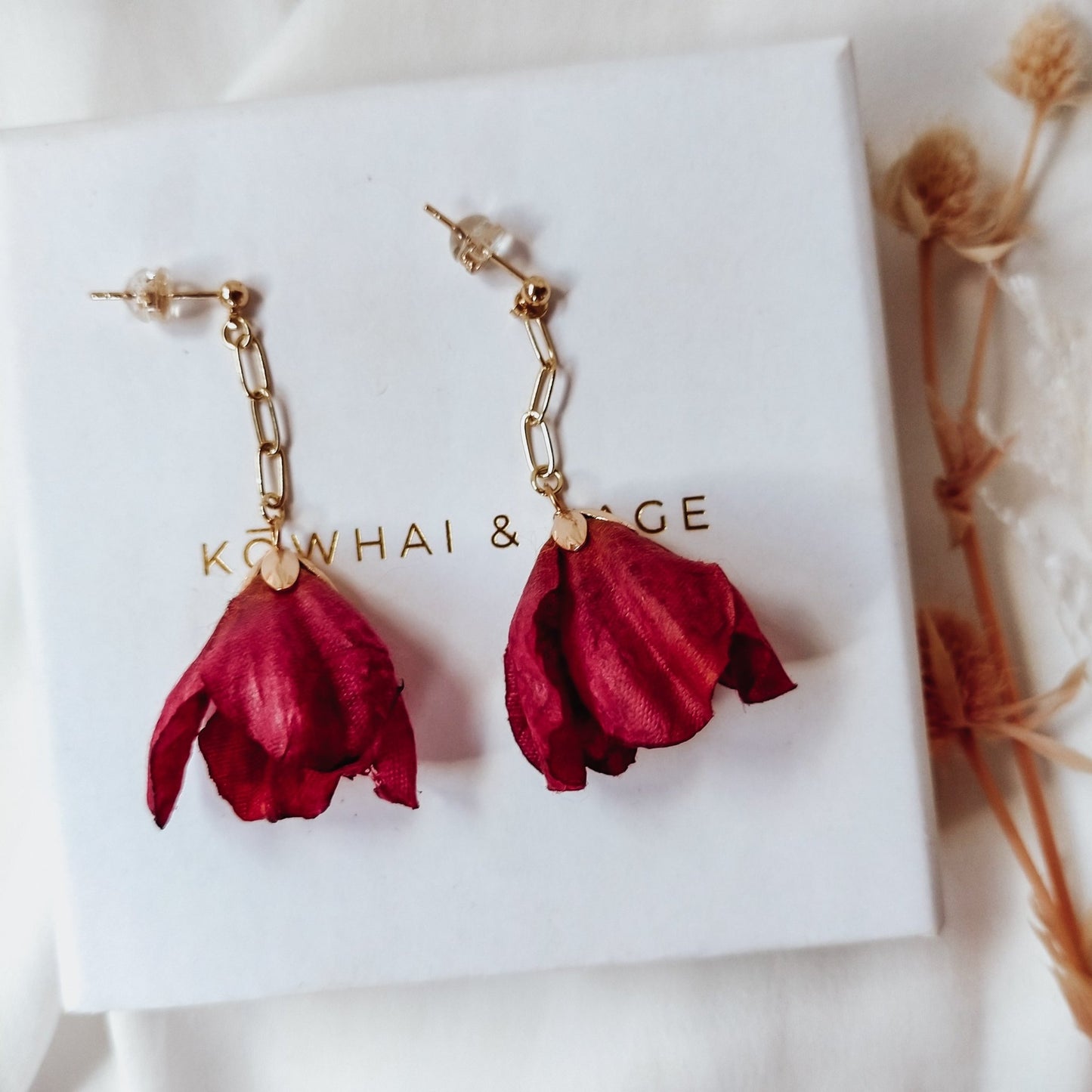 Floral Earrings - Kowhai and Sage