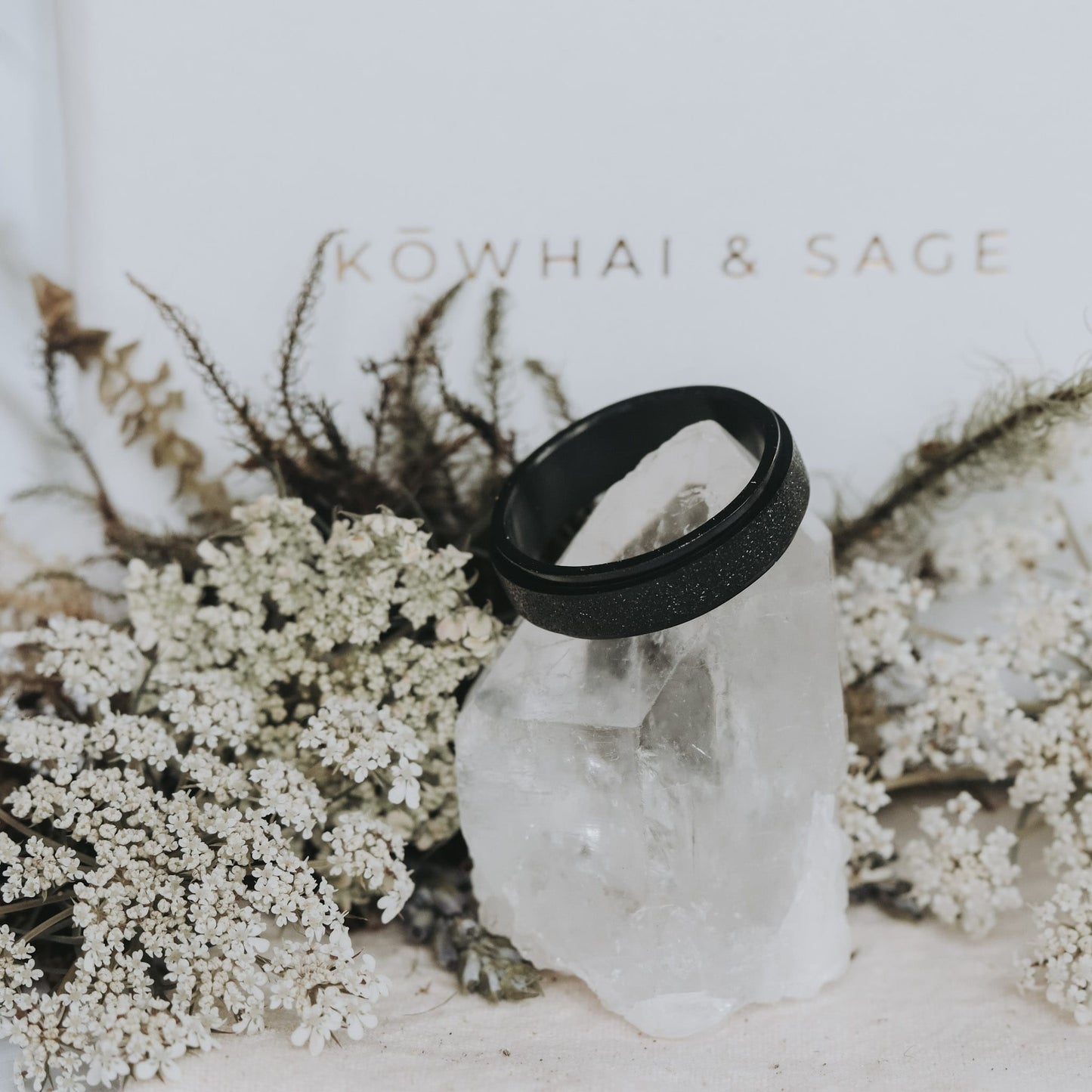 Glitter or Plain Simple Band Fidget Ring - Kowhai and Sage
