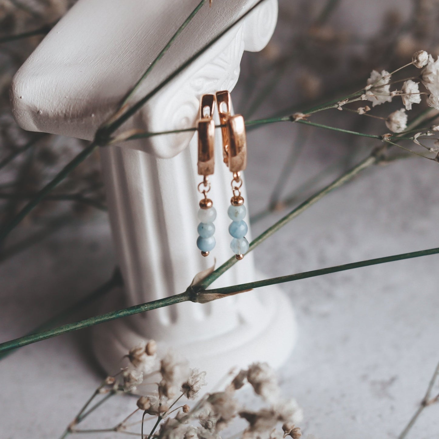 Gold Dangly Earrings - Kowhai and Sage