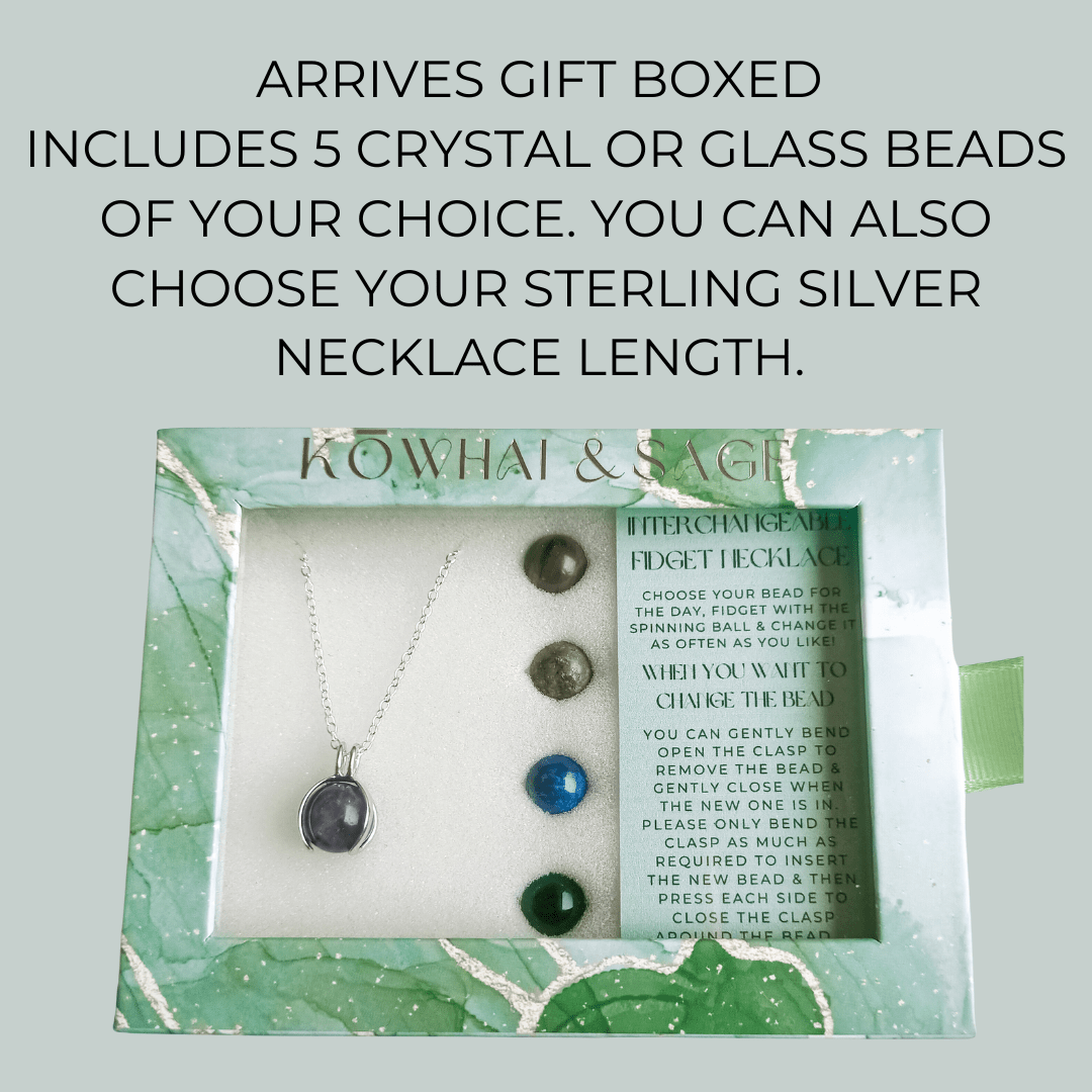 Interchangeable Sterling Silver Fidget Necklace - Kowhai and Sage