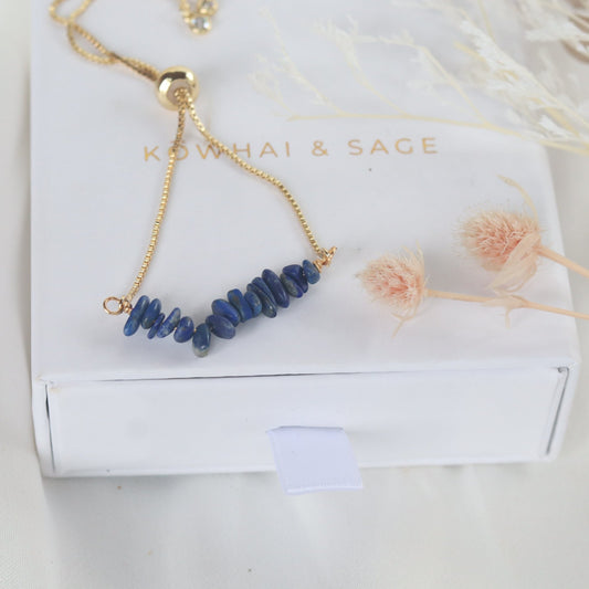 Lapis Lazuli Adjustable Gold Bracelet - Kowhai and Sage