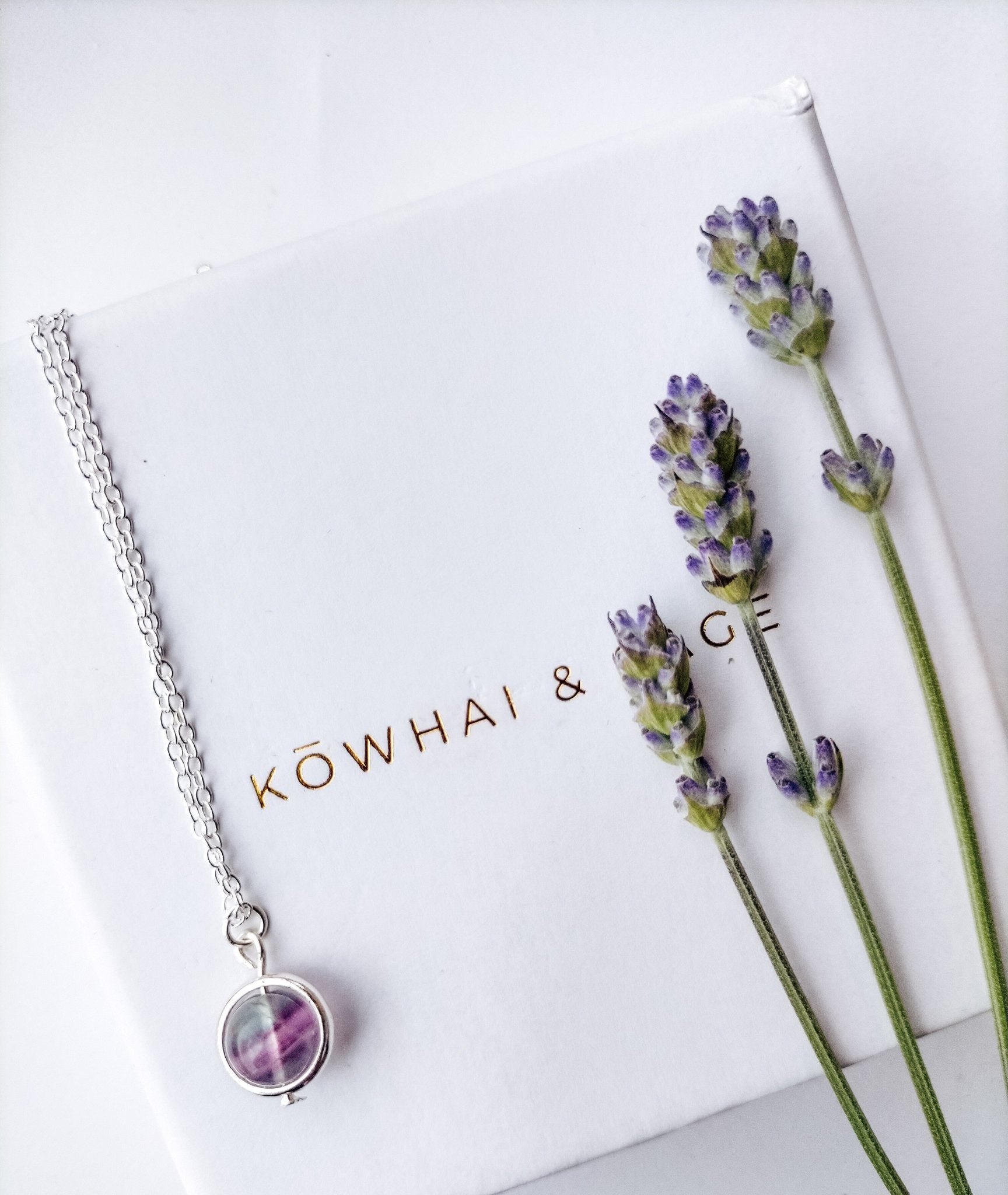 Sterling Silver Crystal Spinning Bead Fidget Necklace - Kowhai and Sage