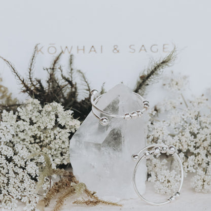 Sterling Silver Fidget Ring - Kowhai and Sage